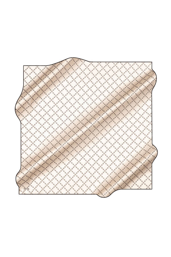 Kırık Beyaz 90X90 İpek Krep Saten Eşarp - 1