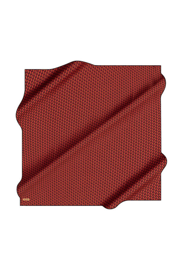 Kırmızı 90X90 İpek Krep Saten Eşarp - 2