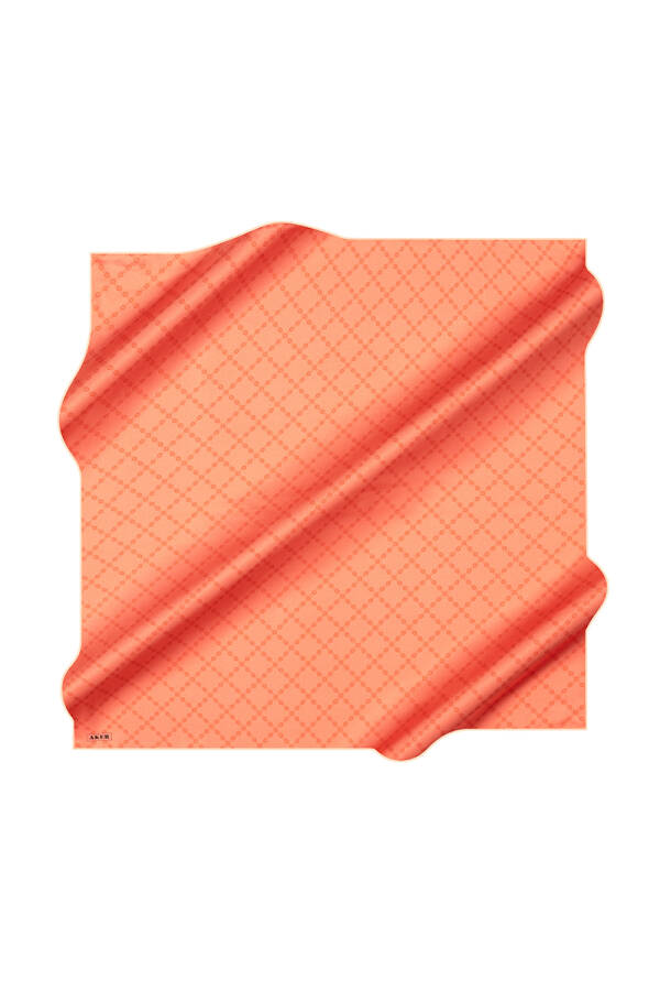 Kırmızı 90X90 İpek Krep Saten Eşarp - 1