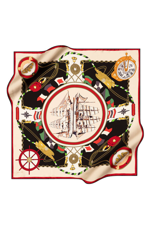 Kırmızı 90X90 İpek Krep Saten Eşarp - 1