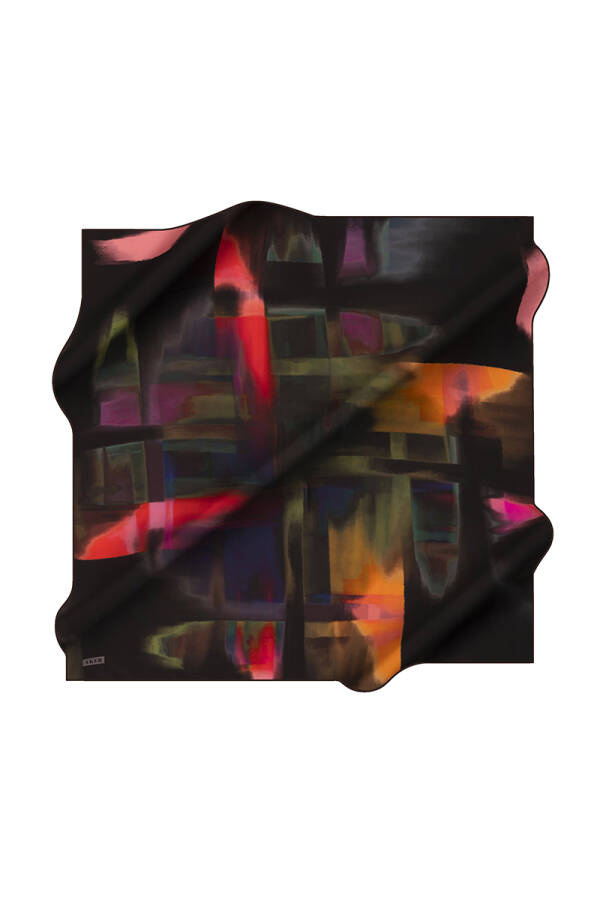 Kırmızı 90X90 İpek Krep Saten Eşarp - 1