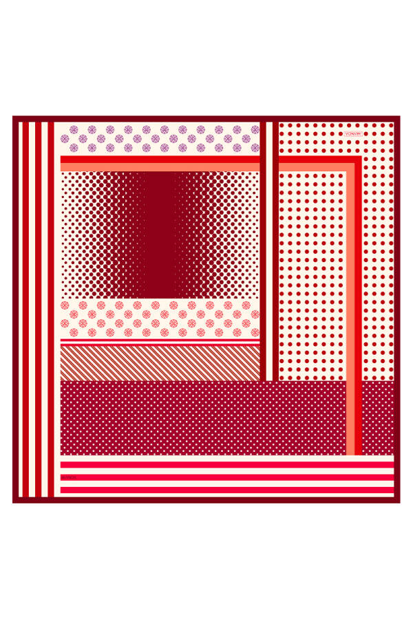 Kırmızı 90X90 İpek Twill Eşarp - 1