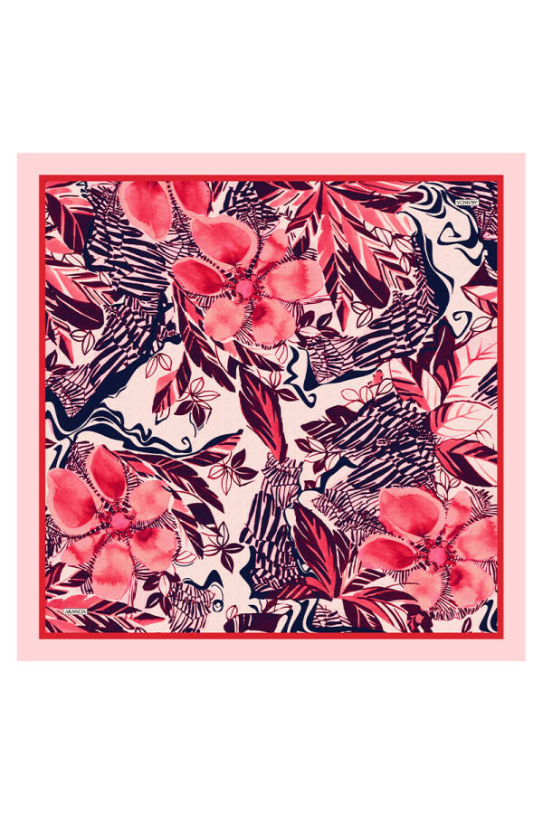 Kırmızı 90X90 İpek Twill Eşarp - 1