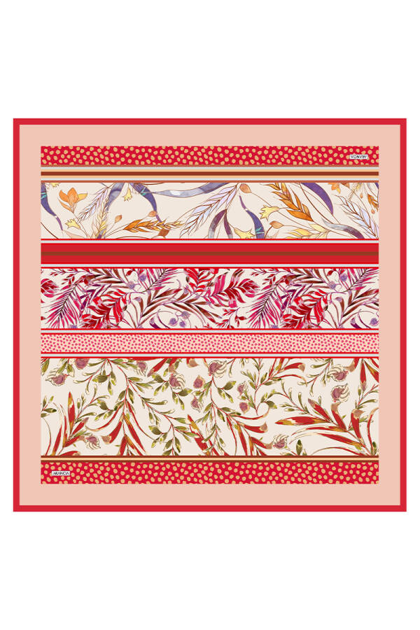 Kırmızı 90X90 İpek Twill Eşarp - 1