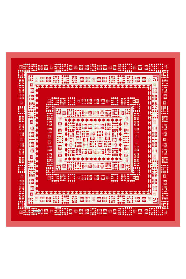 Kırmızı 90X90 İpek Twill Eşarp - 1