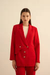 Kırmızı Anler Parçalı Dokuma Ceket - 1