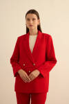 Kırmızı Anler Parçalı Dokuma Ceket - 3