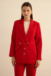 Kırmızı Anler Parçalı Dokuma Ceket - 4