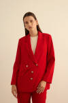 Kırmızı Anler Parçalı Dokuma Ceket - 5