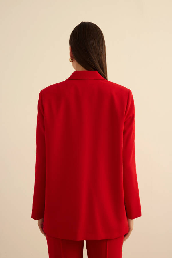 Kırmızı Anler Parçalı Dokuma Ceket - 6