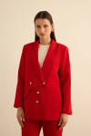 Kırmızı Anler Parçalı Dokuma Ceket - 2