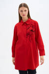 Kırmızı Çiçek Baskı Detaylı Tunik - 2
