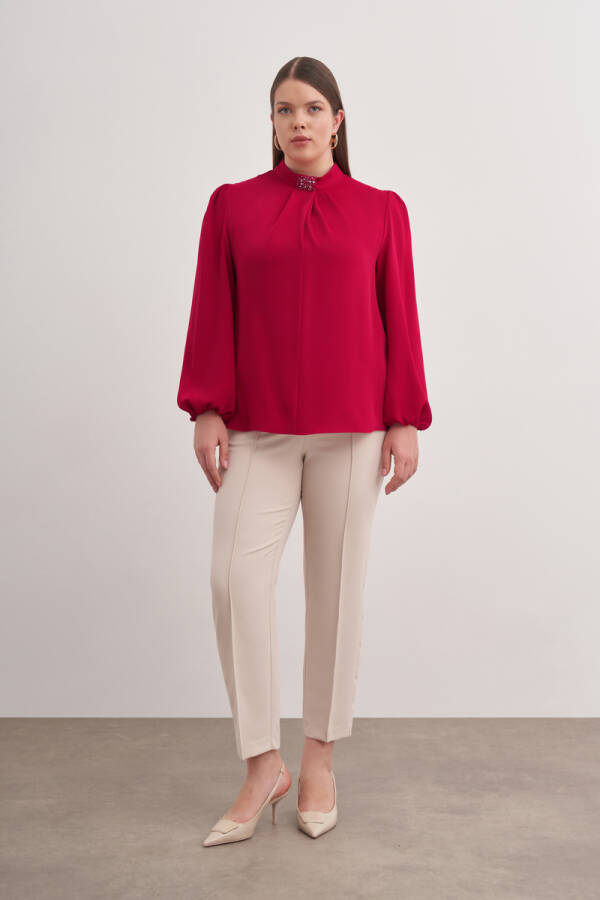 Kırmızı Detaylı Bluz - Aker (1)