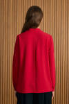 Kırmızı Dik Yaka Bluz - 5