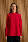 Kırmızı Dik Yaka Bluz 