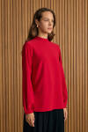 Kırmızı Dik Yaka Bluz - 2