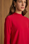 Kırmızı Dik Yaka Bluz - 3
