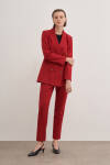 Kırmızı Fleto Cepli Düğmeli Ceket - 4