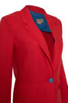 Kırmızı İç Astar Kontrast Keten Ceket - 3