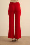 Kırmızı İspanyol Paça Dokuma Pantolon - 6