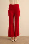 Kırmızı İspanyol Paça Dokuma Pantolon - 3
