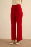 Kırmızı İspanyol Paça Dokuma Pantolon - 4
