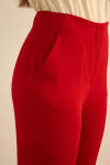 Kırmızı İspanyol Paça Dokuma Pantolon - 6