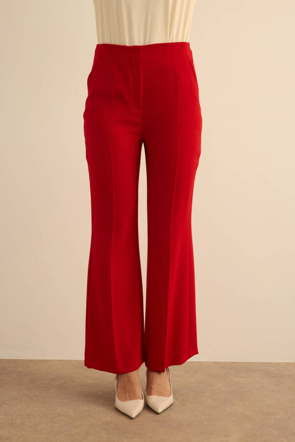 Kırmızı İspanyol Paça Dokuma Pantolon - Aker (1)