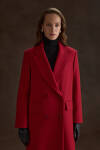 Kırmızı Kruvaze Kapama Pardösü - 3