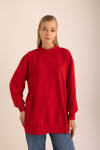 Kırmızı Logo Detaylı Rahat Kalıp Sweatshirt - 1