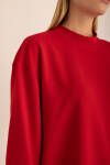 Kırmızı Logo Detaylı Rahat Kalıp Sweatshirt - 3