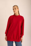 Kırmızı Logo Detaylı Rahat Kalıp Sweatshirt - 4