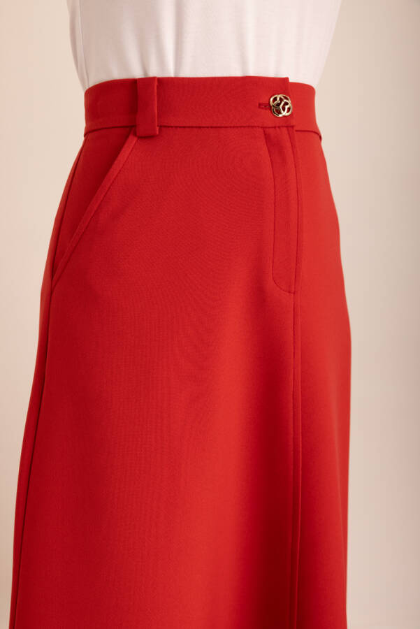 Kırmızı Parçalı Dokuma Spor Etek - 3