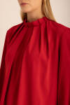 Kırmızı Pile Detaylı Dokuma Bluz - 3