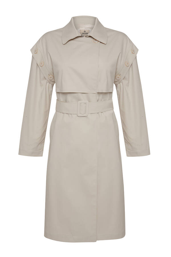 Taş Kolları Çıkarılabilir Yelek Olabilir Trençkot - 1