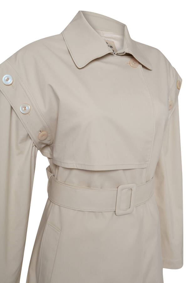 Taş Kolları Çıkarılabilir Yelek Olabilir Trençkot - 2