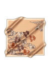 Koyu Bej 90X90 İpek Krep Saten Eşarp 