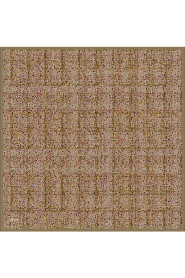 Koyu Bej 90X90 İpek Twill Eşarp - Aker