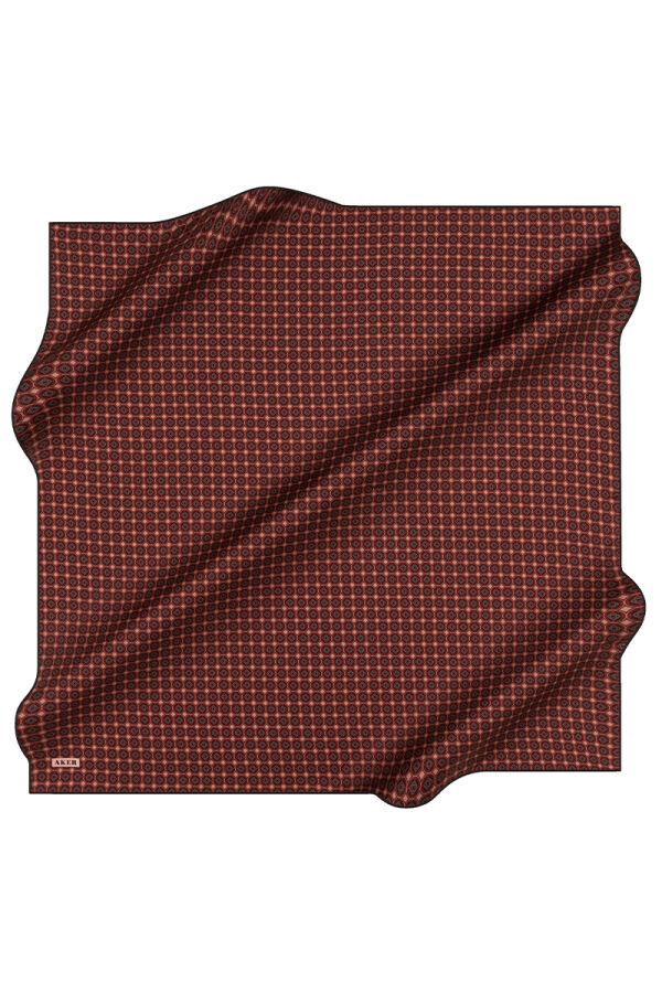 Koyu Bordo 90X90 İpek Krep Saten Eşarp - Aker