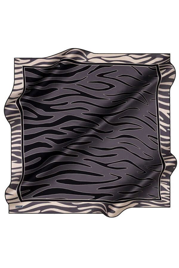 Koyu Gri 100X100 İpek Krep Saten Eşarp - 1