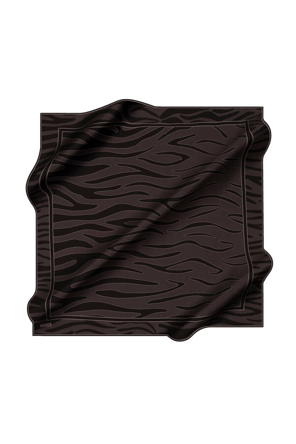 Koyu Gri 90X90 İpek Krep Saten Eşarp - 1