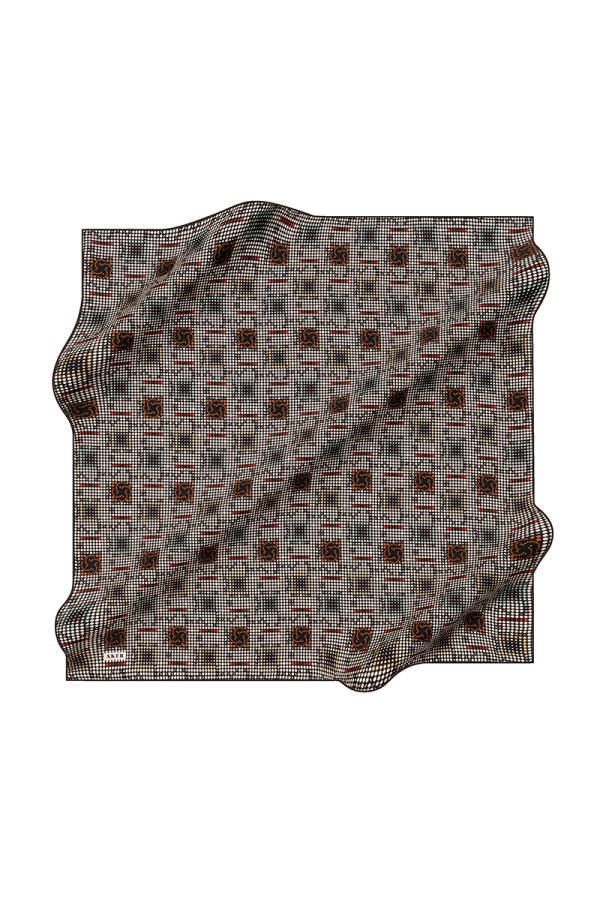 Koyu Gri 90X90 İpek Krep Saten Eşarp - 1