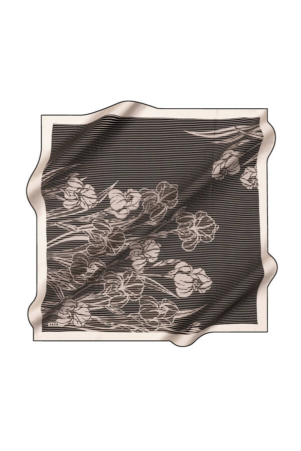 Koyu Gri 90X90 İpek Krep Saten Eşarp - 1