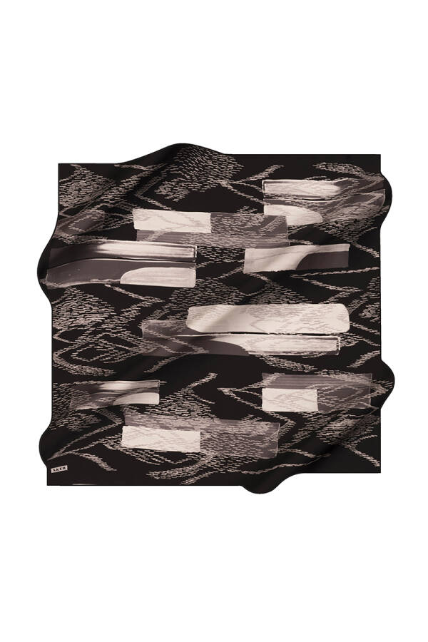 Koyu Gri 90X90 İpek Krep Saten Eşarp - 1