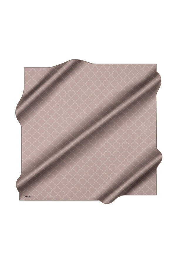Koyu Gri 90X90 İpek Krep Saten Eşarp - 1