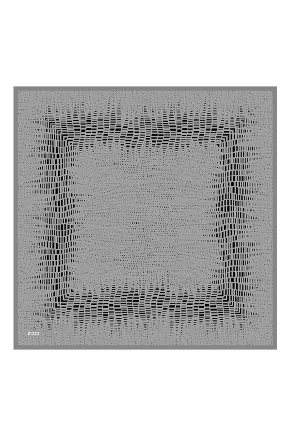 Koyu Gri 90X90 İpek Krep Saten Eşarp - Aker