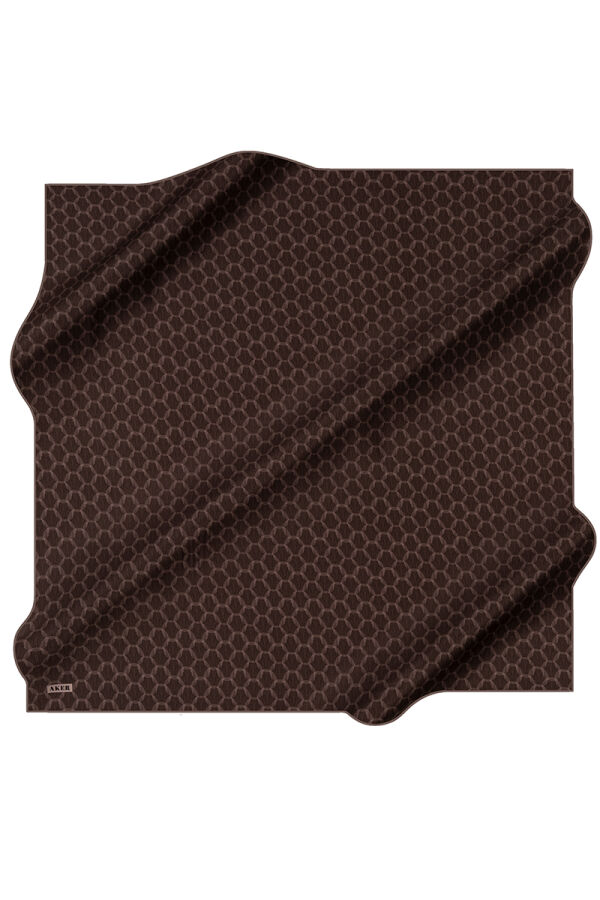 Koyu Kahverengi 100X100 İpek Krep Saten Eşarp - 1