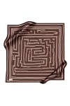 Koyu Kahverengi 90X90 İpek Krep Saten Eşarp - 2