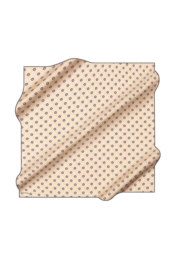 Koyu Kemik 90X90 İpek Krep Saten Eşarp - 1
