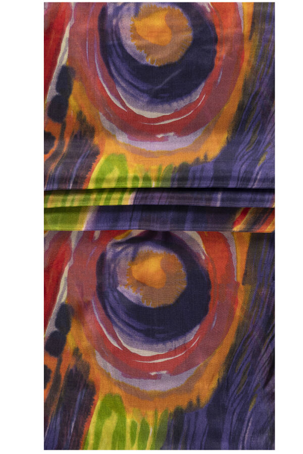 Koyu mavi 65X195 İpek Vual Şal - Aker